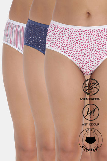 Buy Zivame Medium Rise Full Coverage Hipster Panty (Pack of 3) - Multicolor